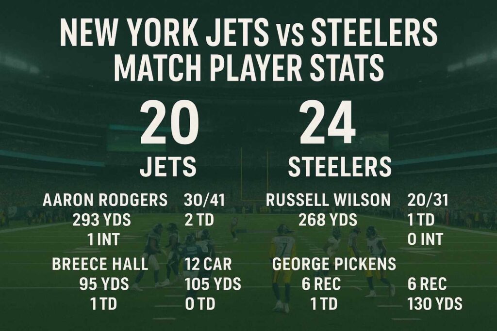 new york jets vs steelers match player stats