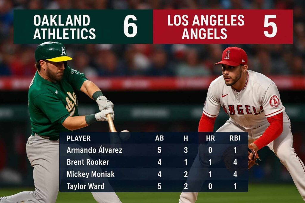 oakland athletics vs los angeles angels match player stats